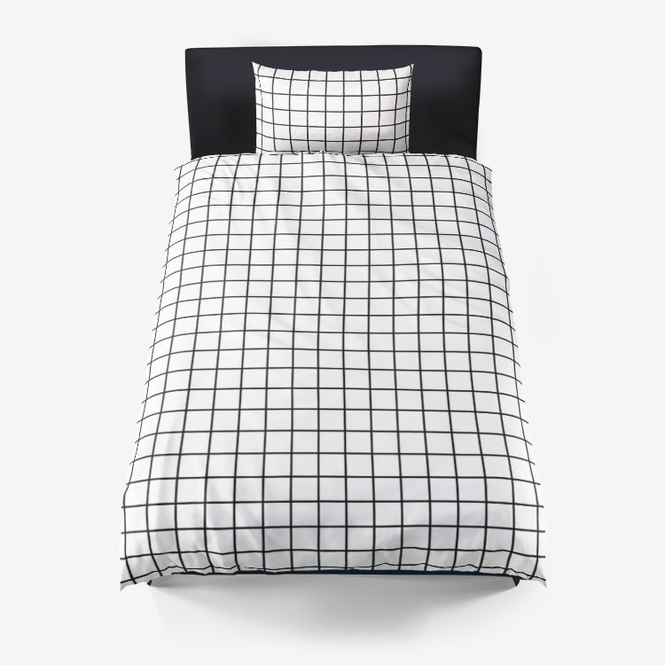 White Minimal Grid Duvet Cover