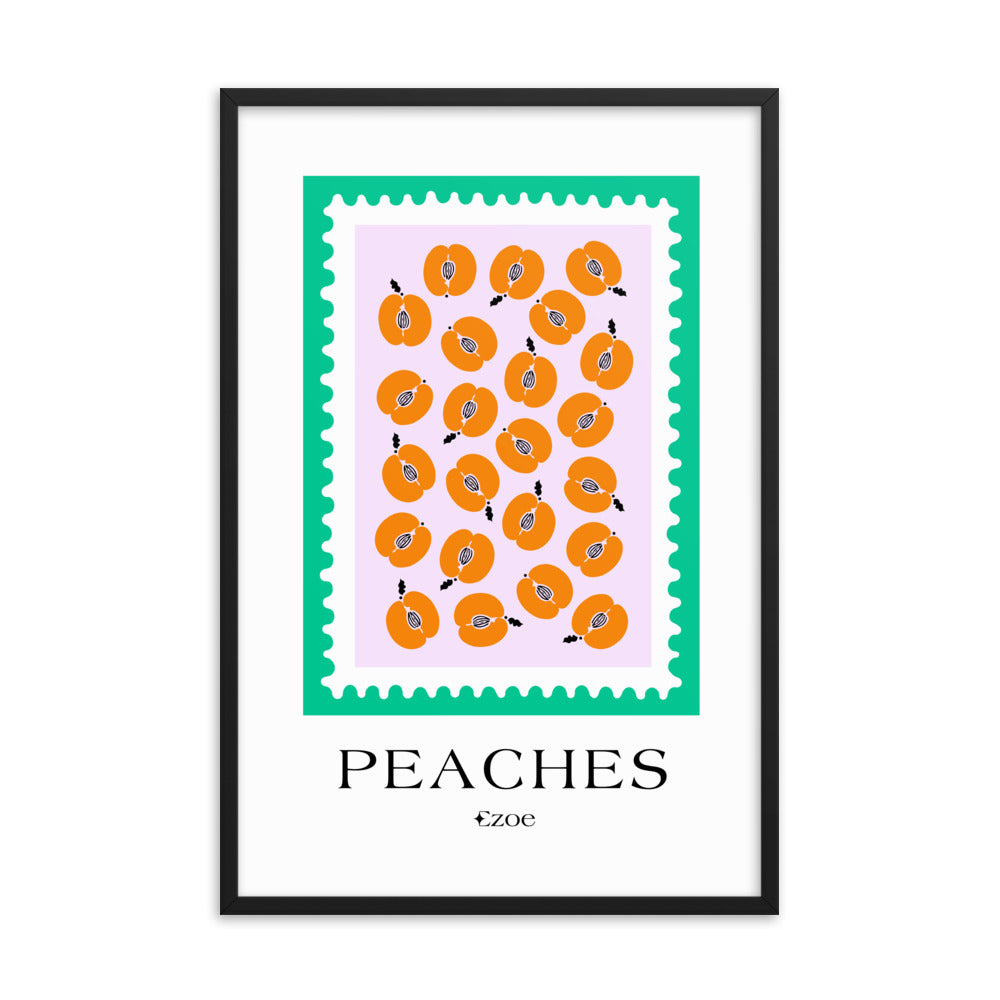 Framed Peaches Stamp Art Print