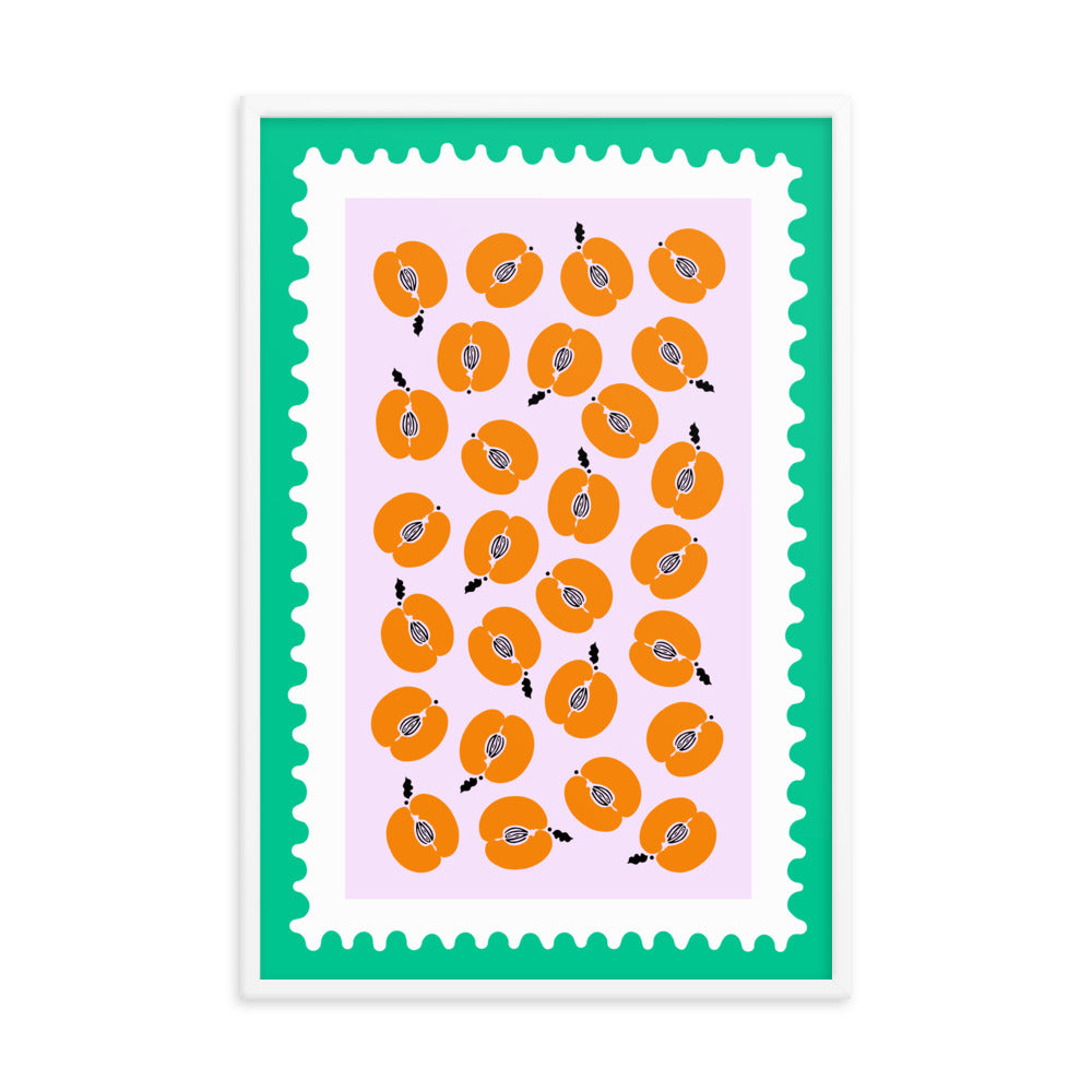 Framed Peaches Stamp Art Print - Full Size