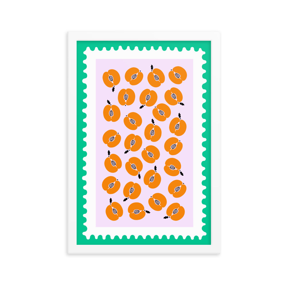 Framed Peaches Stamp Art Print - Full Size