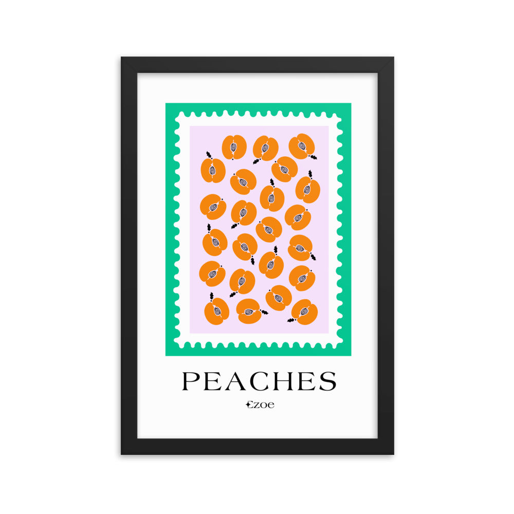 Framed Peaches Stamp Art Print