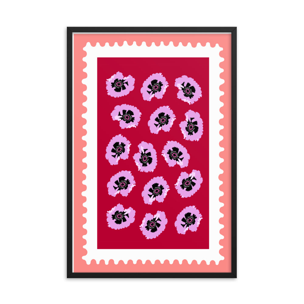 Framed Flower Art Stamp Print