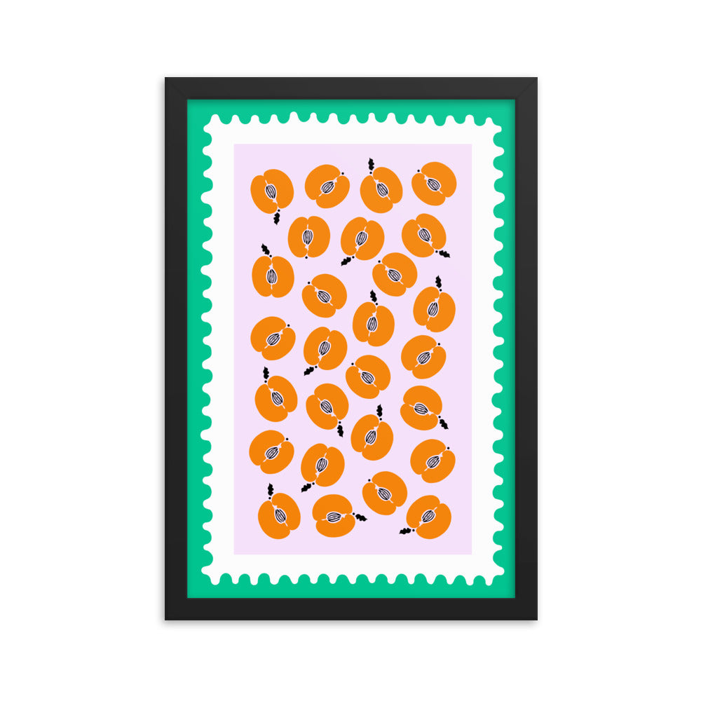 Framed Peaches Stamp Art Print - Full Size
