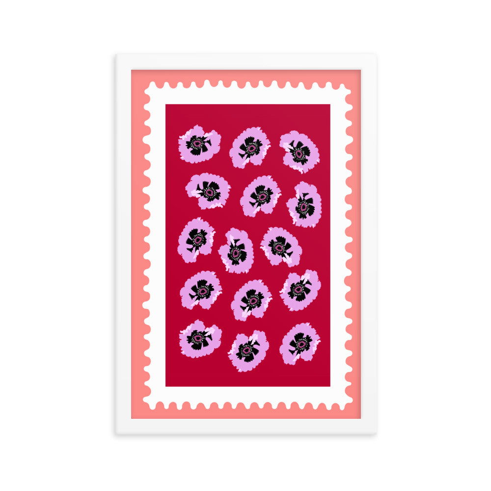Framed Flower Art Stamp Print