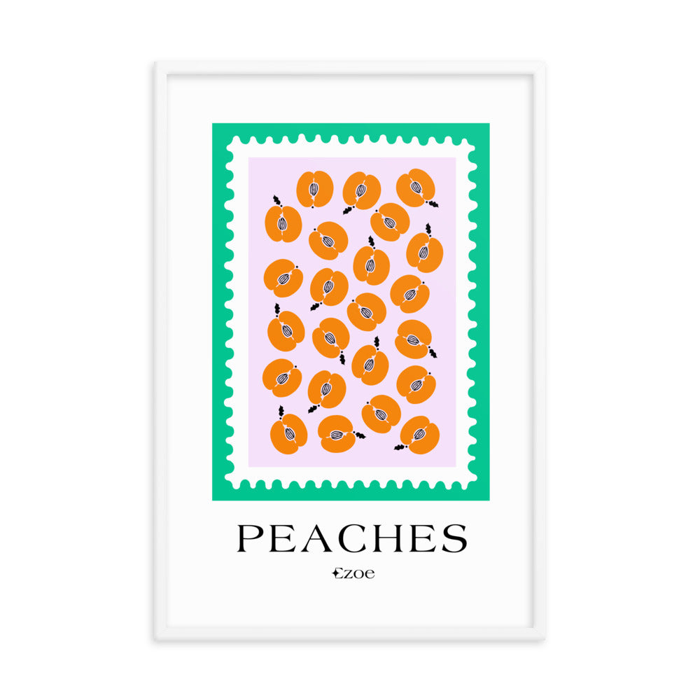 Framed Peaches Stamp Art Print