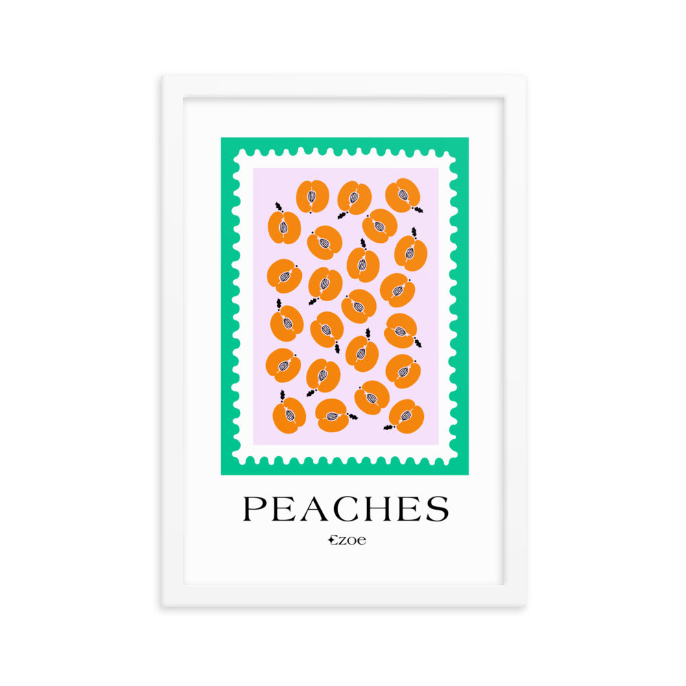 Framed Peaches Stamp Art Print