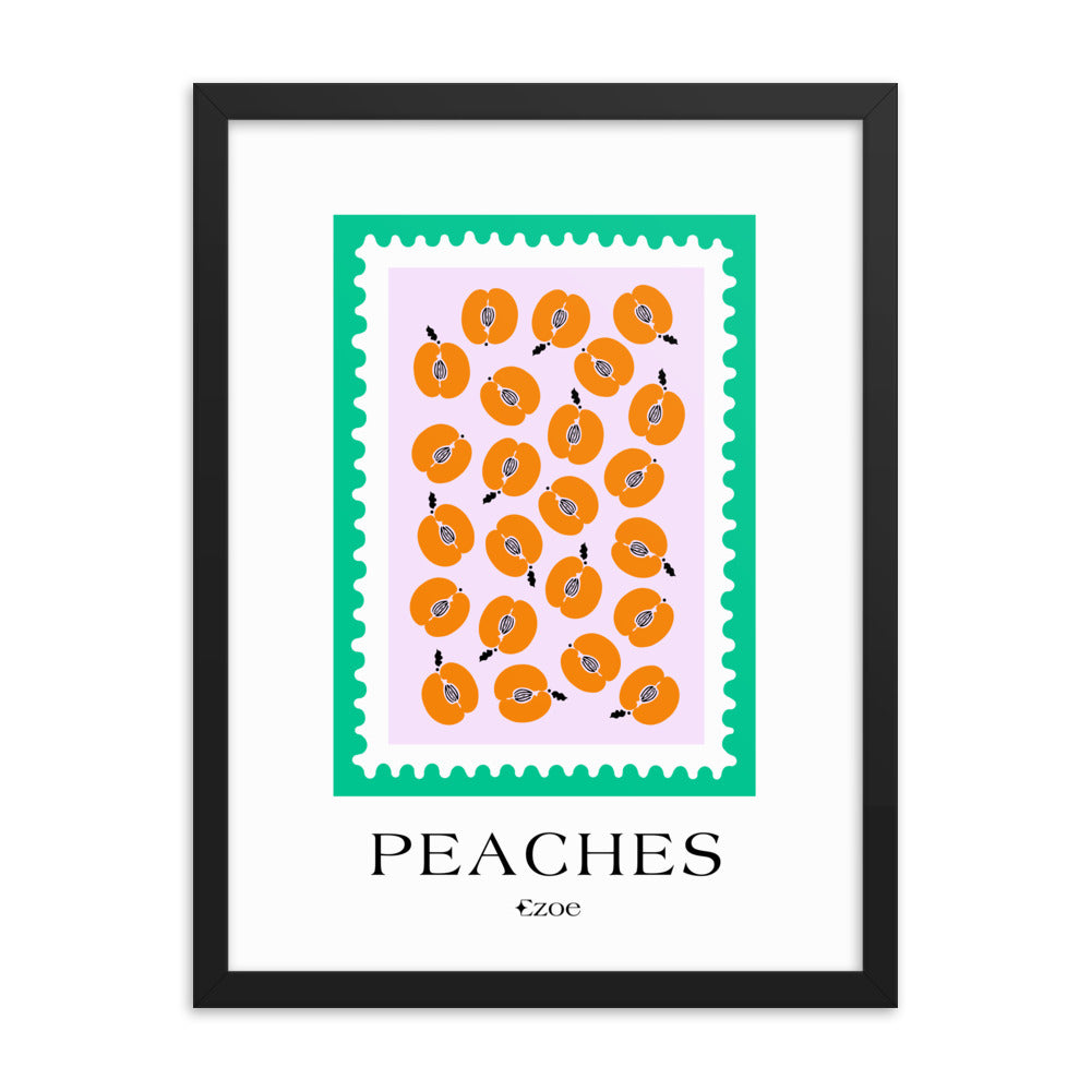 Framed Peaches Stamp Art Print