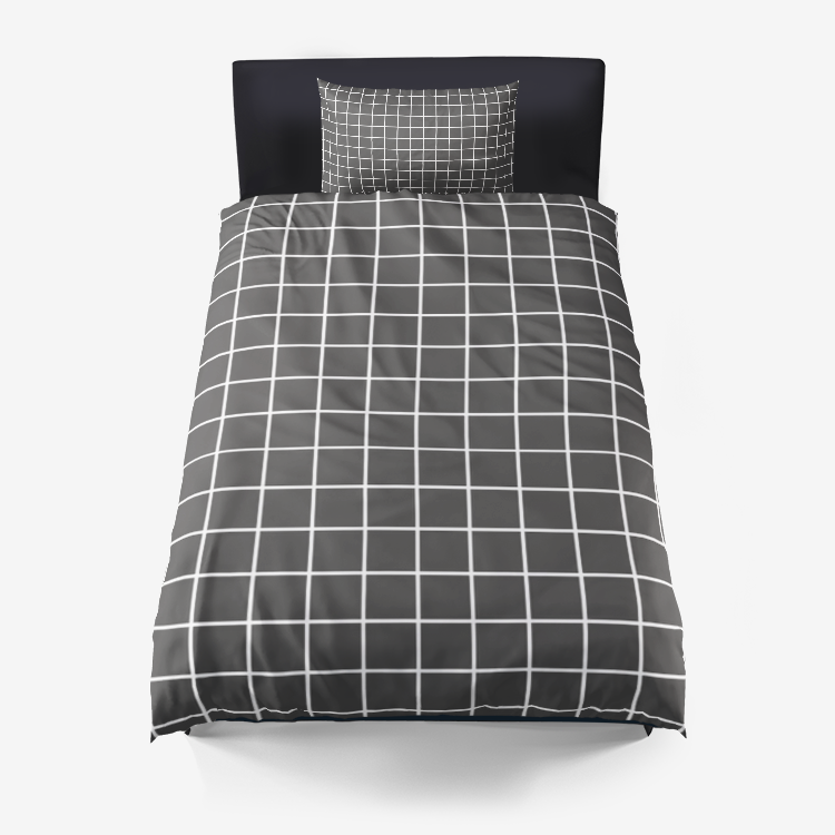 Black Minimal Grid Duvet Cover