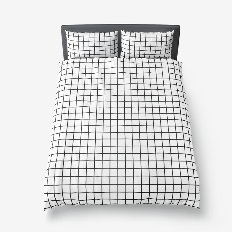 White Minimal Grid Duvet Cover