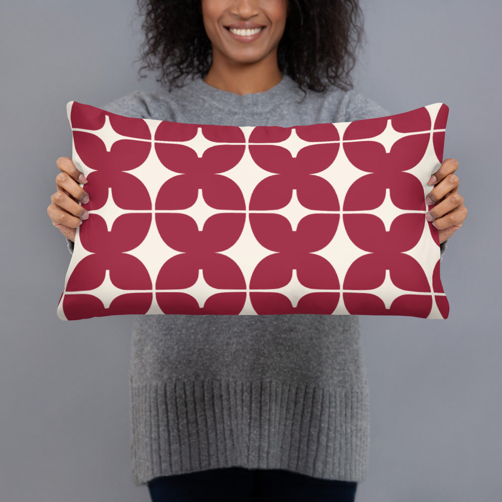 Red Monogram Print Pillow