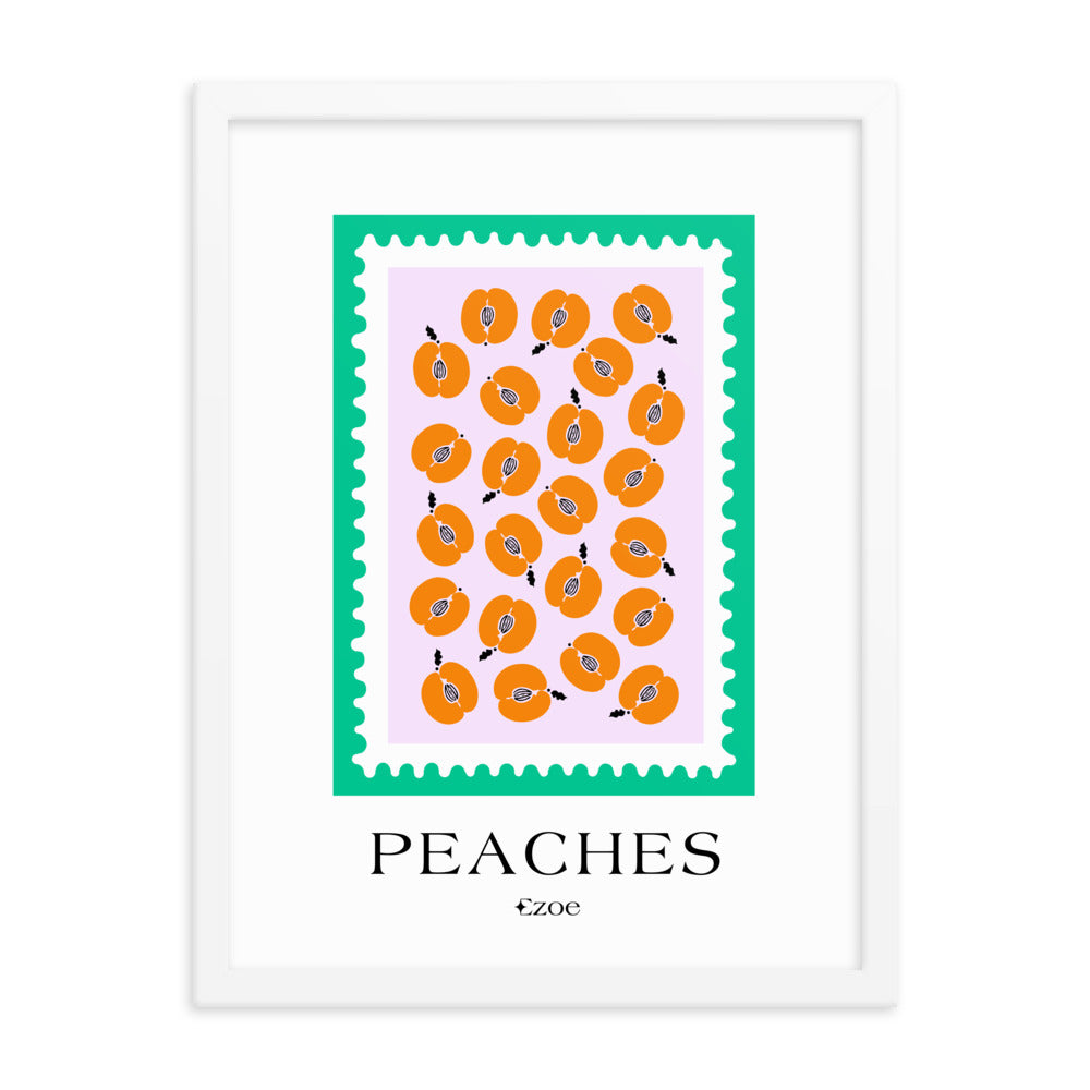 Framed Peaches Stamp Art Print