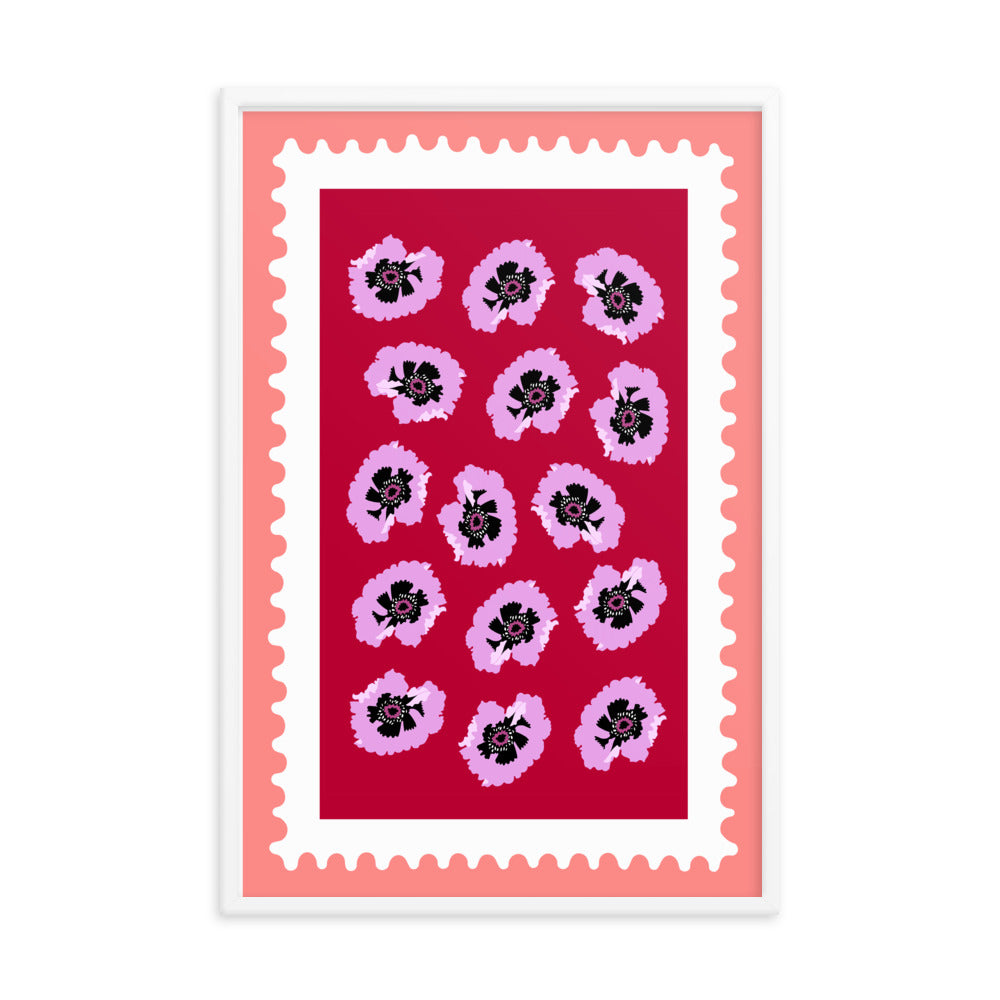 Framed Flower Art Stamp Print