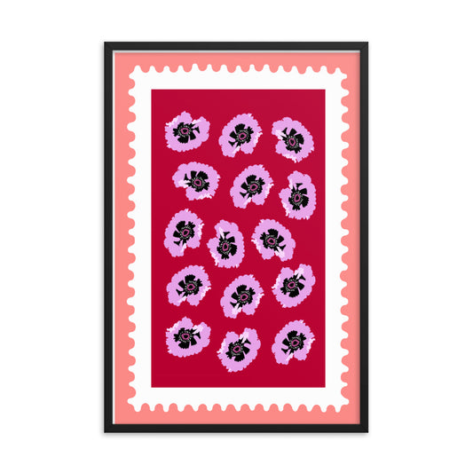 Framed Flower Art Stamp Print